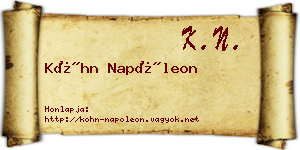 Kóhn Napóleon névjegykártya